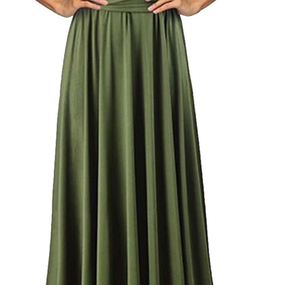 Elegant Olive Green Maxi Dress size L - Picture 6 of 8